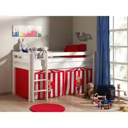 Netto Marken-Discount Vipack Spielbett Pino mit Textilset Zirkus, Kiefer massiv weiss lackiert Angebot