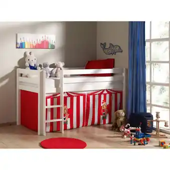 Netto Marken-Discount Vipack Spielbett Pino mit Textilset Zirkus, Kiefer massiv weiss lackiert Angebot