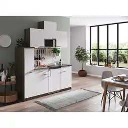 Netto Marken-Discount Respekta Küchenzeile KB180EYWMI 180 cm Weiß-Eiche York Nachbildung Angebot