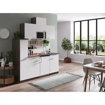 Netto Marken-Discount Respekta Küchenzeile KB180EYWMIC 180 cm Weiß-Eiche York Nachbildung Angebot