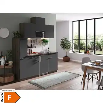 Netto Marken-Discount Respekta Küchenzeile KB180EYGMIC 180 cm Grau-Eiche York Nachbildung Angebot