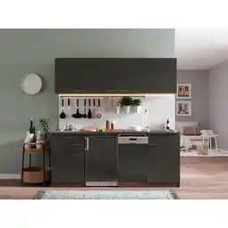 Netto Marken-Discount Respekta Küchenzeile KB195EYG 195 cm Grau-Eiche York Nachbildung Angebot