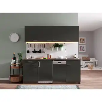 Netto Marken-Discount Respekta Küchenzeile KB195EYG 195 cm Grau-Eiche York Nachbildung Angebot