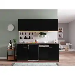 Netto Marken-Discount Respekta Küchenzeile KB195EYS 195 cm Schwarz-Eiche York Nachbildung Angebot