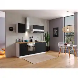 Netto Marken-Discount Respekta Küchenzeile KB210WSC 210 cm Weiß - Schwarz Angebot
