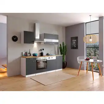 Netto Marken-Discount Respekta Küchenzeile KB220WGC 220 cm Weiß - Grau Angebot