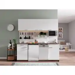 Netto Marken-Discount Respekta Küchenzeile KB195EYWMI 195 cm Weiß-Eiche York Nachbildung Angebot