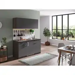 Netto Marken-Discount Respekta Küchenzeile KB150EYGC 150 cm Grau-Eiche York Nachbildung Angebot