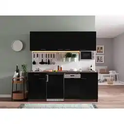 Netto Marken-Discount Respekta Küchenzeile KB195EYSMI 195 cm Schwarz-Eiche York Nachbildung Angebot