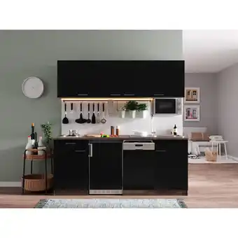 Netto Marken-Discount Respekta Küchenzeile KB195EYSMI 195 cm Schwarz-Eiche York Nachbildung Angebot
