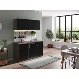 Netto Marken-Discount Respekta Küchenzeile KB150EYSC 150 cm Schwarz-Eiche York Nachbildung Angebot