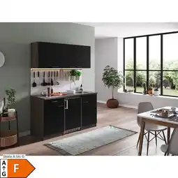 Netto Marken-Discount Respekta Küchenzeile KB150EYSC 150 cm Schwarz-Eiche York Nachbildung Angebot