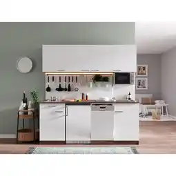 Netto Marken-Discount Respekta Küchenzeile KB195EYWMIC 195 cm Weiß-Eiche York Nachbildung Angebot