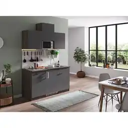 Netto Marken-Discount Respekta Küchenzeile KB150EYGMI 150 cm Grau-Eiche York Nachbildung Angebot
