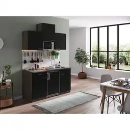Netto Marken-Discount Respekta Küchenzeile KB150EYSMI 150 cm Schwarz-Eiche York Nachbildung Angebot