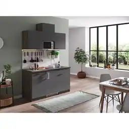Netto Marken-Discount Respekta Küchenzeile KB150EYGMIC 150 cm Grau-Eiche York Nachbildung Angebot