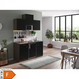 Netto Marken-Discount Respekta Küchenzeile KB150EYSMIC 150 cm Schwarz-Eiche York Nachbildung Angebot