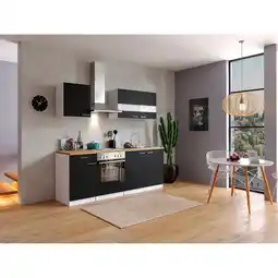 Netto Marken-Discount Respekta Küchenzeile KB210WS 210 cm Weiß - Schwarz Angebot