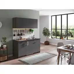 Netto Marken-Discount Respekta Küchenzeile KB150EYG 150 cm Grau-Eiche York Nachbildung Angebot