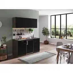 Netto Marken-Discount Respekta Küchenzeile KB150EYS 150 cm Schwarz-Eiche York Nachbildung Angebot