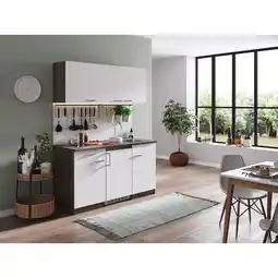 Netto Marken-Discount Respekta Küchenzeile KB150EYWC 150 cm Weiß-Eiche York Nachbildung Angebot