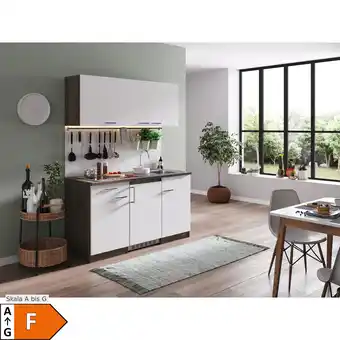 Netto Marken-Discount Respekta Küchenzeile KB150EYWC 150 cm Weiß-Eiche York Nachbildung Angebot