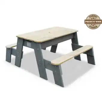 Netto Marken-Discount EXIT Aksent Sand,- Wasser- und Picknicktisch (2 Bänke) mit Sonnenschirm und Gartenwerkzeugen Angebot