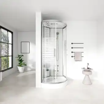 Netto Marken-Discount Home Deluxe Duschkabine mit Wasserfall und Rückenmassage WHITE PEARL - 90 x 90 cm Angebot