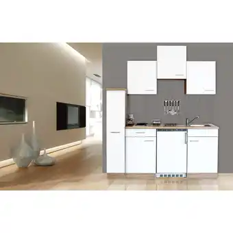 Netto Marken-Discount Respekta Küchenzeile KB180ESWC 180 cm Weiß-Eiche Sägerau Nachbildung Angebot