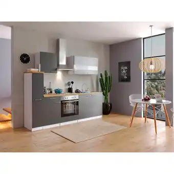 Netto Marken-Discount Respekta Küchenzeile KB240WG 240 cm Weiß - Grau Angebot