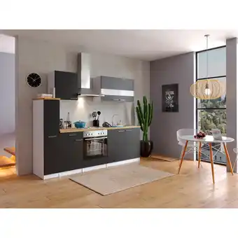 Netto Marken-Discount Respekta Küchenzeile KB240WS 240 cm Weiß - Schwarz Angebot