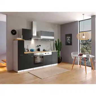 Netto Marken-Discount Respekta Küchenzeile KB250WS 250 cm Weiß - Schwarz Angebot
