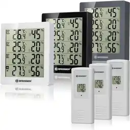 Netto Marken-Discount BRESSER Thermo-Hygrometer Quadro - mit 4 unabhängigen Messdaten Farbe: grau Angebot