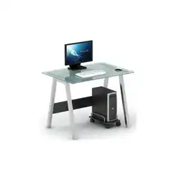 Netto Marken-Discount hjh OFFICE Schreibtisch DELPHI Sicherheitsglas - Stahlrohr alufarben lackiert Angebot
