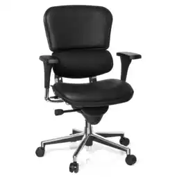 Netto Marken-Discount hjh OFFICE Luxus Chefsessel ERGOHUMAN BASE Leder mit Armlehnen (höhenverstellbar) Angebot