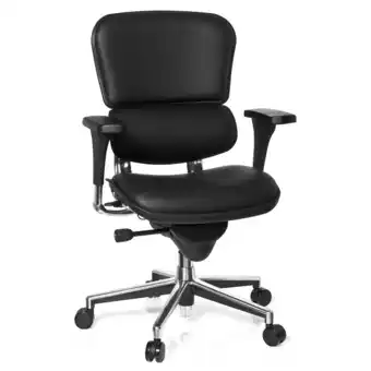 Netto Marken-Discount hjh OFFICE Luxus Chefsessel ERGOHUMAN BASE Leder mit Armlehnen (höhenverstellbar) Angebot