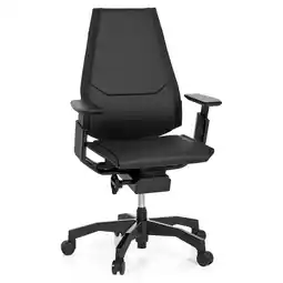 Netto Marken-Discount hjh OFFICE High End Bürostuhl GENIDIA BLACK Leder mit Armlehnen Angebot