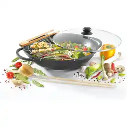 Netto Marken-Discount Wok mit Zubehör und Glasdeckel Angebot