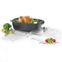Netto Marken-Discount Universalbräter 33x22 cm Potsdam mit Aromaknopf und Gittereinsatz Angebot
