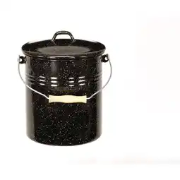 Netto Marken-Discount Emaille-Mülleimer mit Deckel schwarz-weiß-gesprenkelt 10 Liter Angebot