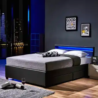 Netto Marken-Discount HOME DELUXE LED Bett Nube mit Schubladen 140x200 - versch. Farben - Dunkelgrau Angebot