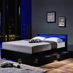 Netto Marken-Discount HOME DELUXE LED Bett Nube mit Schubladen 140x200 - versch. Farben - Schwarz Angebot