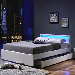 Netto Marken-Discount HOME DELUXE LED Bett Nube mit Schubladen 180x200 - versch. Farben - ohne Matratze - Weiß Angebot