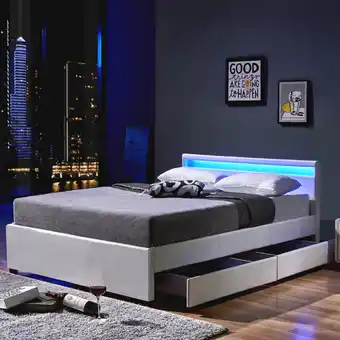Netto Marken-Discount HOME DELUXE LED Bett Nube mit Schubladen 180x200 - versch. Farben - ohne Matratze - Weiß Angebot