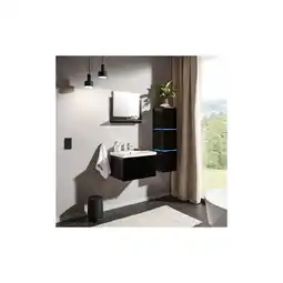 Netto Marken-Discount HOME DELUXE Wangerooge Badmöbel-Set schwarz, ca. 91 cm breit mit Seitenschrank und Spiegel (Gr. L) Angebot