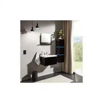 Netto Marken-Discount HOME DELUXE Wangerooge Badmöbel-Set schwarz, ca. 91 cm breit mit Seitenschrank und Spiegel (Gr. L) Angebot