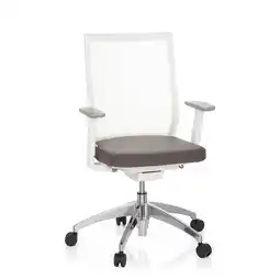 Netto Marken-Discount hjh OFFICE Profi Bürostuhl ASPEN WHITE Stoff/Netzstoff mit Armlehnen (höhenverstellbar) Angebot