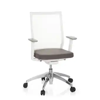 Netto Marken-Discount hjh OFFICE Profi Bürostuhl ASPEN WHITE Stoff/Netzstoff mit Armlehnen (höhenverstellbar) Angebot