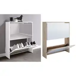 Netto Marken-Discount VCM Holz Schuhschrank Maße: H. 73 x B. 63 x T. 17 cm 2 Klappen mit Spiegel - Stido L Angebot