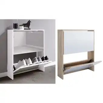 Netto Marken-Discount VCM Holz Schuhschrank Maße: H. 73 x B. 63 x T. 17 cm 2 Klappen mit Spiegel - Stido L Angebot